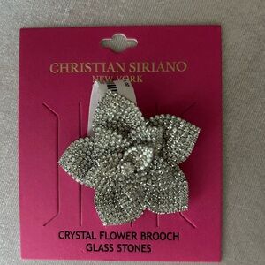Christian Siriano Sparkling Silver Floral Brooch
